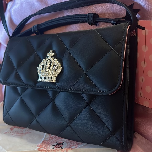 My Flat In London 𝐌𝐅𝐈𝐋 Black Quilted mini Crossbody NWT - Picture 1 of 16